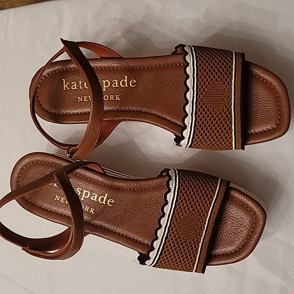 Kate Spade Highrise Brown Wedge Platform Sandals 10B